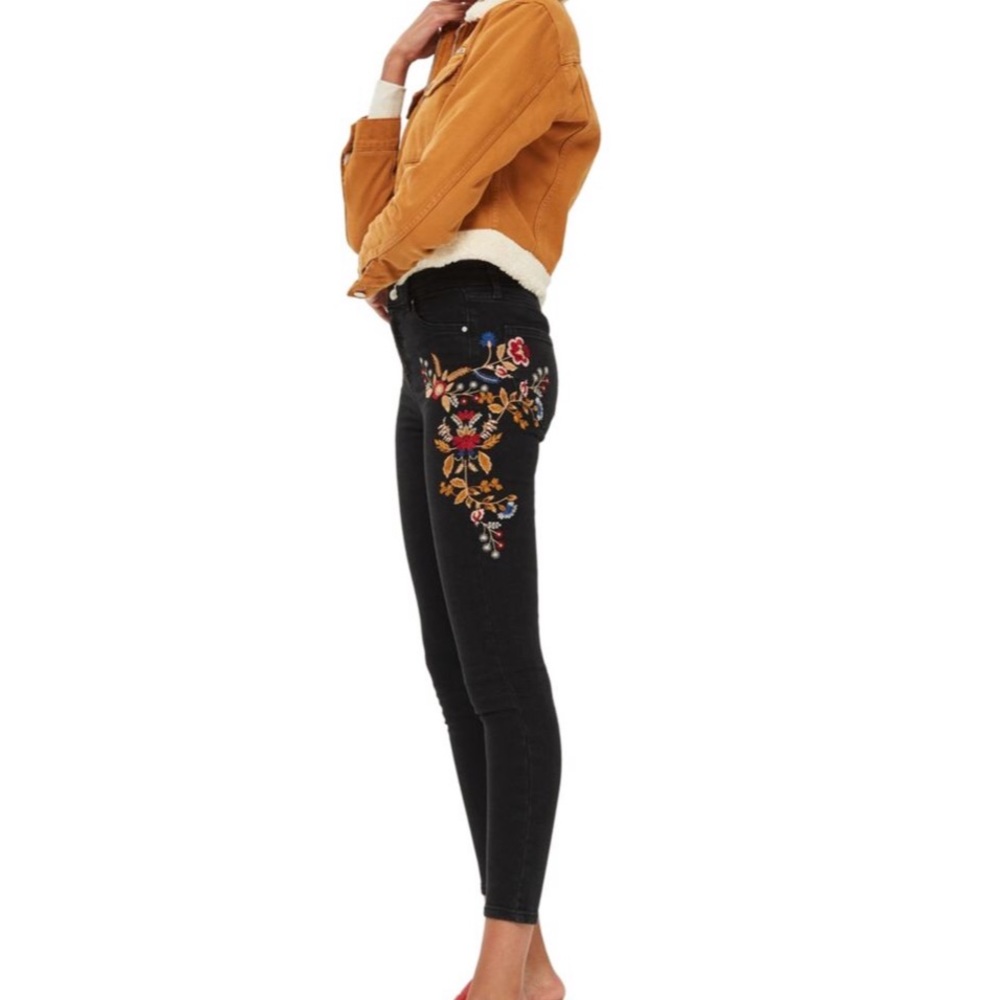 Tophop Floral Embroidered Jamie Jeans - Picture 3 of 5